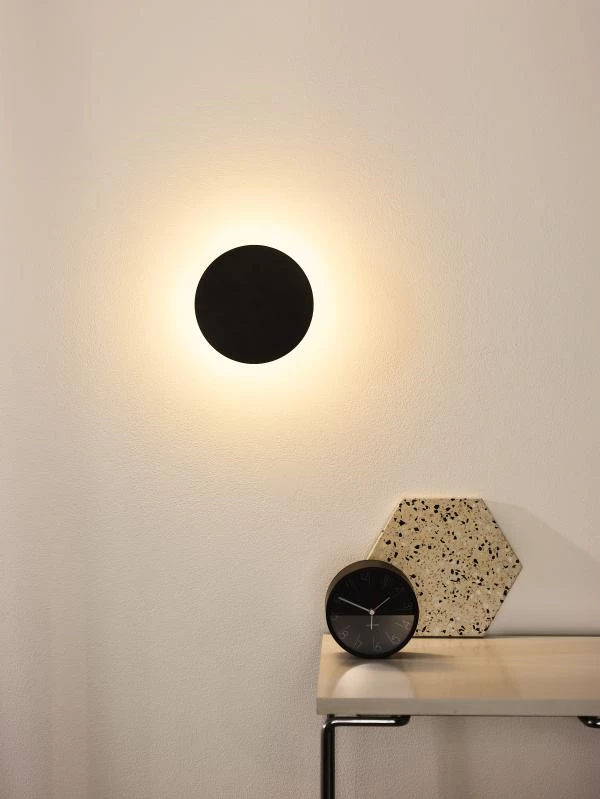 Lucide EKLYPS LED - Applique murale - Ø 15 cm - LED - 1x7W 3000K - Noir - ambiance 1